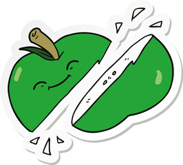 sticker of a cartoon sliced apple