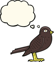 cartoon garden bird with thought bubble