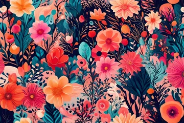 Fotobehang seamless floral pattern © Shahla