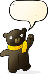cute cartoon black teddy bear with speech bubble