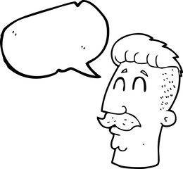 speech bubble cartoon man with hipster hair cut