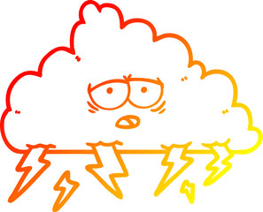 warm gradient line drawing cartoon storm cloud