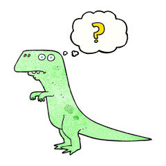 thought bubble textured cartoon confused dinosaur