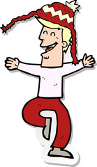 sticker of a cartoon man wearing winter hat