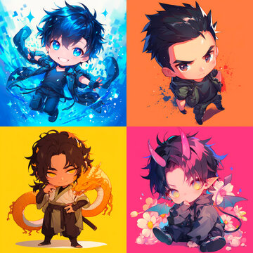 Set of avatar male chibby