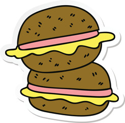sticker of a quirky hand drawn cartoon sandwich
