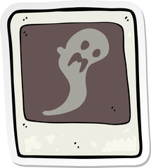 sticker of a cartoon ghost in the photograph