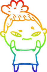 rainbow gradient line drawing cartoon woman