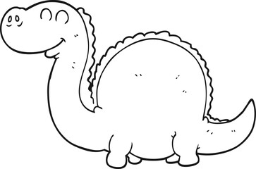 black and white cartoon dinosaur