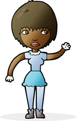 cartoon waving woman