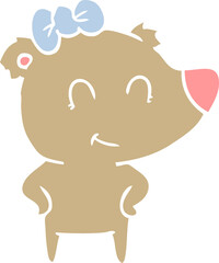 female bear flat color style cartoon