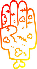 warm gradient line drawing cartoon zombie hand