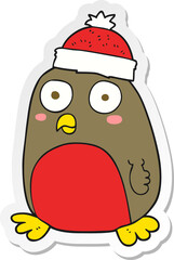sticker of a cartoon christmas robin