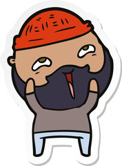 sticker of a cartoon happy bearded man