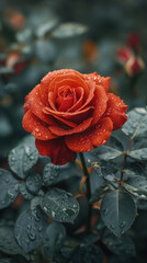 Red heart shaped confetti. AI generated art illustration.