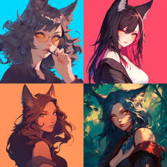 Set of avatar female wolf