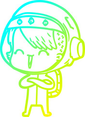 cold gradient line drawing happy cartoon space girl