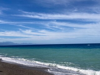 Blue Sky with Clouds and Waves ‎⁨Sicily⁩, ⁨Capo d'Orlando⁩, ⁨Isole⁩, ⁨Italy⁩