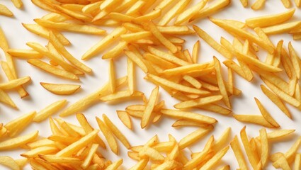 Obraz premium French fries on white, fast food pattern, potato