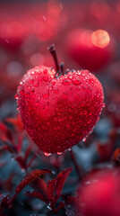 Red heart shaped confetti. AI generated art illustration.