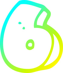 cold gradient line drawing cartoon number six