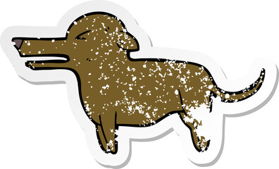 distressed sticker of a cartoon dog