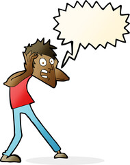 cartoon man panicking with speech bubble