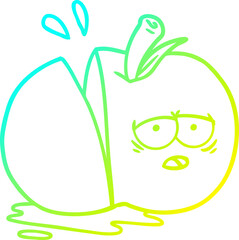 cold gradient line drawing cartoon sliced apple