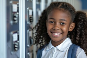 Smiling portrait of a young female elementary school student