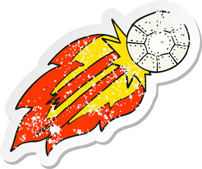 retro distressed sticker of a cartoon soccer ball