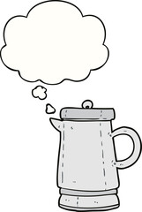 cartoon old kettle and thought bubble