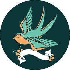 icon with banner of a swallow