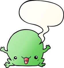 cartoon frog and speech bubble in smooth gradient style
