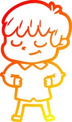 warm gradient line drawing cartoon happy boy
