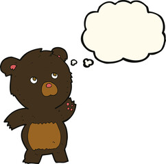 cartoon curious black bear with thought bubble