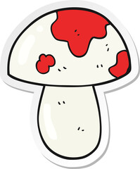sticker of a cartoon toadstool