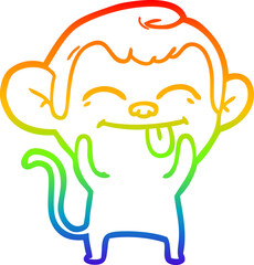rainbow gradient line drawing funny cartoon monkey
