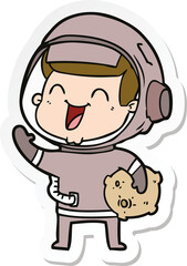 Fototapeta premium sticker of a happy cartoon astronaut