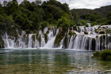 Fototapeta na wymiar Cascate del Parco Nazionale di Krka in Croazia