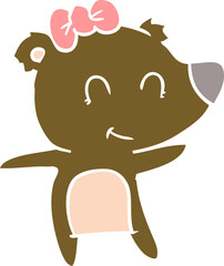 female bear flat color style cartoon