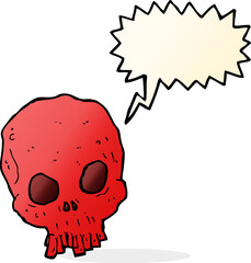 cartoon spooky skull with speech bubble