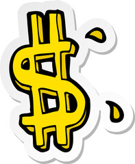sticker of a cartoon dollar symbol