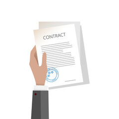 Contract icon agreement pen on desk flat business illustration vector