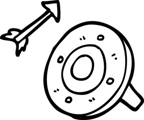 line drawing cartoon shield and arrow