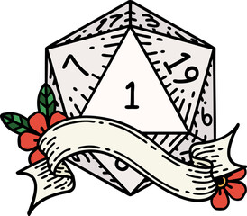 natural one d20 dice roll illustration
