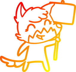 warm gradient line drawing happy cartoon fox