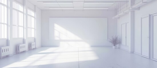 Minimal concept 3D-rendered white room, suitable for education and science industry.