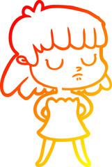 warm gradient line drawing cartoon indifferent woman
