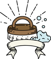 banner with tattoo style scrubbing brush