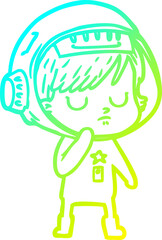 cold gradient line drawing cartoon astronaut woman